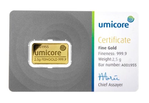 umicore 2.5g gold bar